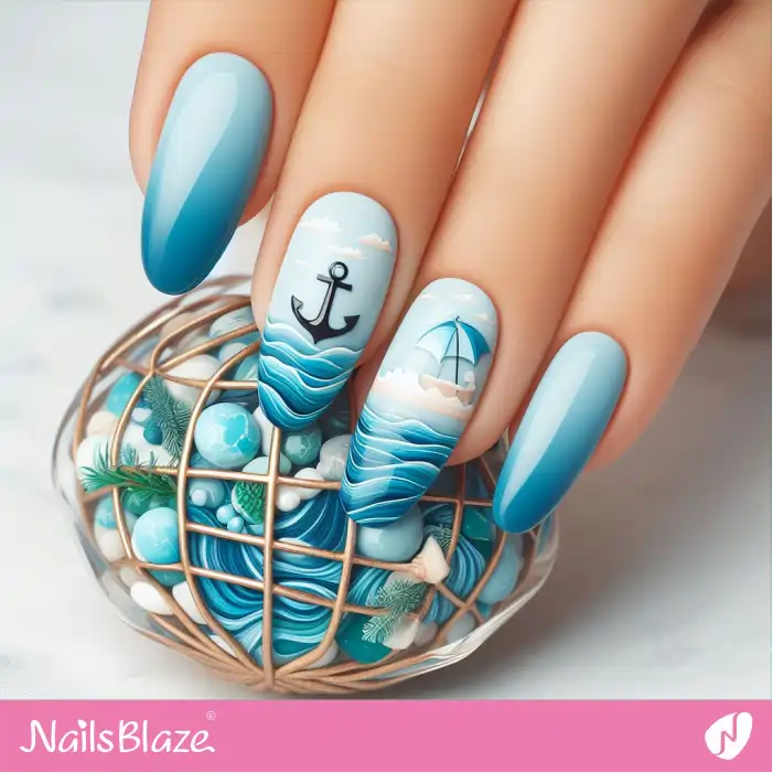 Ocean Conservation French Nails | Save the Ocean Nails - NB2822